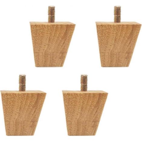 4 pieds de canapé en bois, pieds de meubles en bois robustes, pieds de meuble carrés fuselés, pieds de remplacement pour canapé avec boulon M8, 5 cm (2 pouces). (1/5)