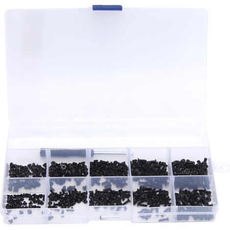 501 pièces KM Vis à tête cruciforme noire en acier au carbone, kit de visserie assorti avec tournevis (1/5)