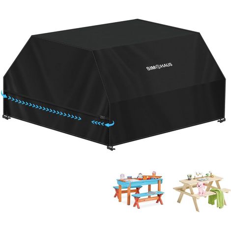 Abdeckung für Kindersitzgruppe, Picknicktisch, 100x45/90x30/57cm, 420D Oxford, wasserdicht (1/5)