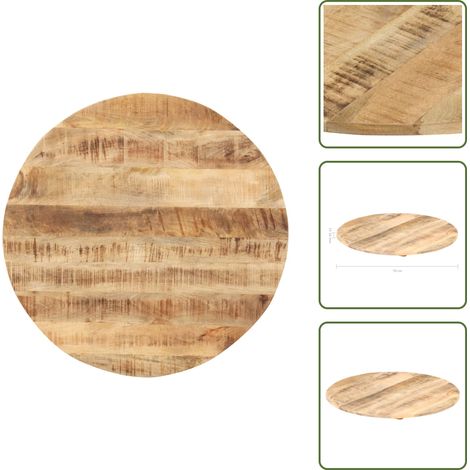 Tavolo rustico - vidaXL Piano Tavolo in Legno Massello di Mango Rotondo 15-16 mm 70 cm -