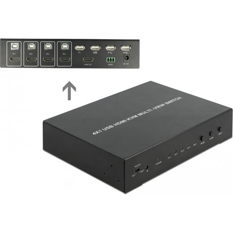Multiplexor KVM 4 en 1 Multiview 4 entradas HDMI a 1 monitor con USB 2.0