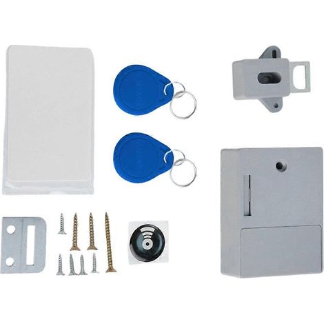 Serrure numérique intelligente RFID pour meubles - Design invisible, installation sans perçage, accès par carte magnétique (Gris) (1/5)