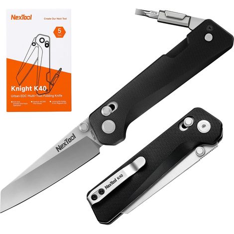 Couteau de Poche Pliant, Outil Multifonction EDC avec Lame en Acier 14C28N et Manche G10, Verrouillage Axis, Embouts Réglables pour Camping, Randonnée, Cadeau pour Homme (1/5)