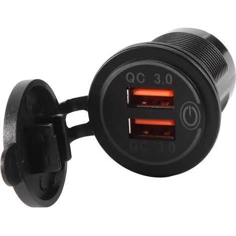 12V 36W Schnelllade-Autoladegerät 3.0 mit zwei USB-Anschlüssen und Schalter für Boote, Motorräder, LKWs und Limousinen (Orange/Schwarz & Orange Light) (1/5)