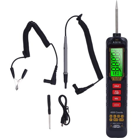 Multimètre stylo numérique NCV induction – Localisation point rupture auto identification test électrique avec fil ressort, mesure (1/5)