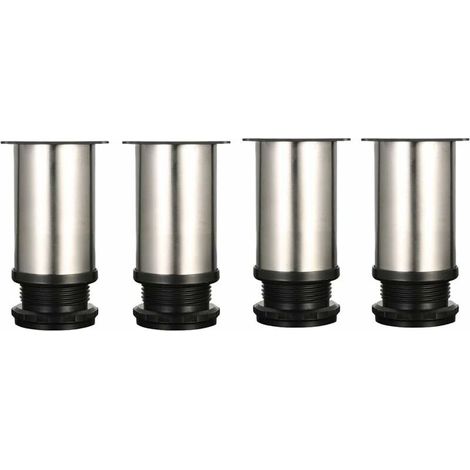 4 Pieds Réglables 8 cm De Hauteur épaissir les pieds d\\'armoire Pieds de table Pieds de meubles, Acier inoxydable brossé, Hauteur réglable 0-15 mm Venez avec des vis en acier inoxydable (1/5)