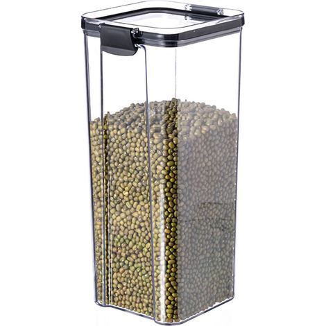 Boîte hermétique pour céréales, grains, aliments secs, thé, en plastique transparent de qualité alimentaire, 1800 ml