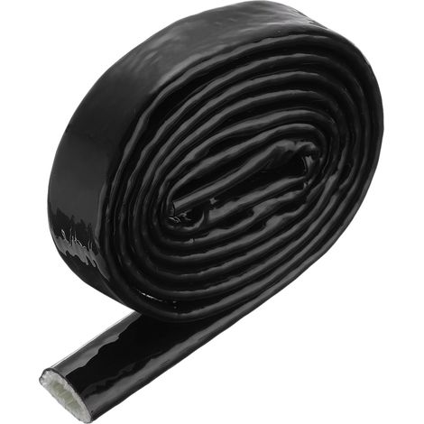 0,4" ID 5 pieds Chaleur Blindé Feu Manchon Silicone Revêtement Fibre Verre Ruban, pour Automobile Tuyau Lignes Fils Électrique Câblage, Gaine Thermique Protection, Noir (1/5)