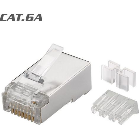 Connettore RJ45 Maschio Cat.6A STP Confezione 10 Pezzi Schermato 8P8C per Cavo LAN AWG 23-26 72502