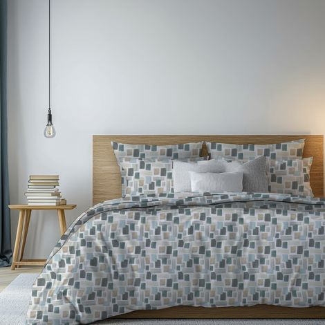 Set Completo Letto Matrimoniale Rovanone, in Cotone, Lavabile in Lavatrice, Asciugatrice, blu (1/4)