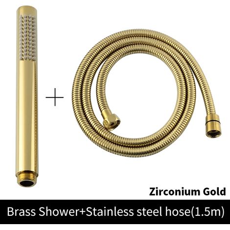 (Ensemble complet ZG) Pommeau de douche à main en laiton brossé doré, douchette de douche à main nickelée, douchette de bain noire mate or rose chromée (1/5)