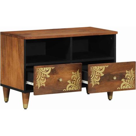 Meuble TV Banc TV Meuble de rangement - Marron miel 70 x 33 x 46 cm Bois de mangue massif fr2519 - Maison La Vie (1/5)