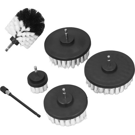 Brosse de nettoyage perceuse multiples tailles avec tige d'extension, embout hexagonal 1/4in, jeu de brosses rotatives pour meuleuse électrique (1/5)