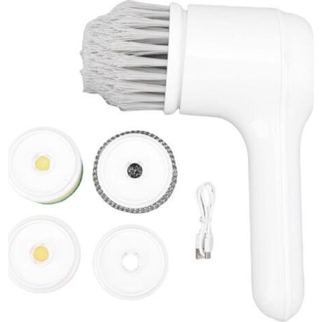Cepillo de limpieza eléctrico giratorio, cepillo de limpieza eléctrico de mano con pantalla, IPX7 impermeable, cepillo de limpieza eléctrico con 4 cabezales intercambiables para cocina, bañera, (1/5)