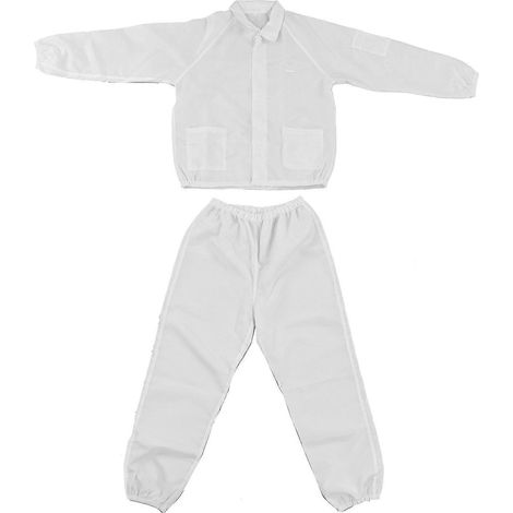 Antistatischer Schutzanzug aus Polyester, weiß, zweigeteilt, für Werkstatt, Größe XXL