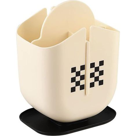 Cage De Vidange pour Baguettes, Support D'ustensiles De Cuisine pour Comptoir, Vaisselle Cuillère Fourchettes Boîte De Rangement pour Ustensiles De Cuisine(Blanc) (1/5)