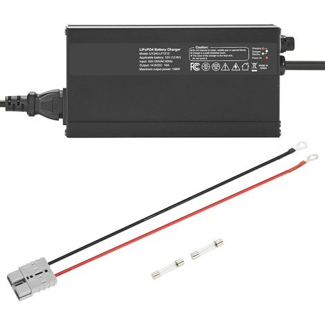 Mophorn Caricabatterie per Batterie al Litio 12V 10A, 14,6V, AC-DC LiFePO4 con Connettore Anderson, Indicatore LED, Compatibile con Batterie Ricaricabili LiFePO4 per Barche e Camper (1/5)