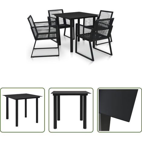vidaXL Salle à manger extérieur - Ensemble à manger d'extérieur 5 pcs Rotin PVC Noir (1/5)