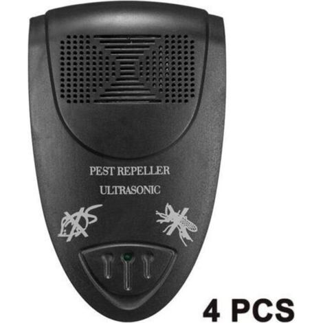 Confezione da 4 repellenti per parassiti a ultrasuoni - Repellente per topi - Controllo dei parassiti pronto all'uso, ideale per i topi, efficace anche contro scarafaggi, formiche e zanzare (nero) (1/5)