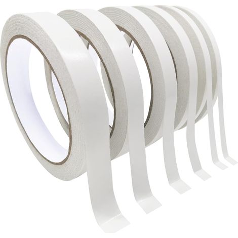 Doppelseitiges Klebeband für Bastelarbeiten, 6 Rollen in verschiedenen Größen für Kunst, Fotografie, Geschenkverpackungen, Scrapbooking, Kartenherstellung und Papierbasteln. (50 m)