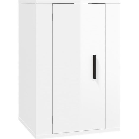 Meuble TV mural Blanc brillant 40x34,5x60 (1/5)