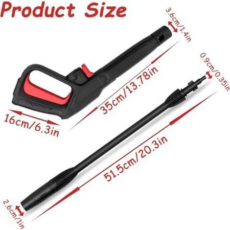 Pistolet de rechange pour nettoyeur haute pression, compatible avec les modèles AR, Bosch, AQT, Black & Decker, buse réglable. (1/4)