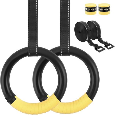 Set of 2 ABS gymnastic rings for indoor and outdoor use with 3m adjustable straps,  safety certified up to 1000 lbs,  for strength training,  calisthenics,  children (1/5)