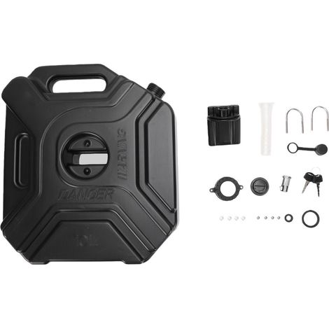 Réservoir portable avec support montage verrouillage, 10 L, carburant, essence, huile, eau, pour voiture, moto, SUV, ATV, UTV, noir (1/5)