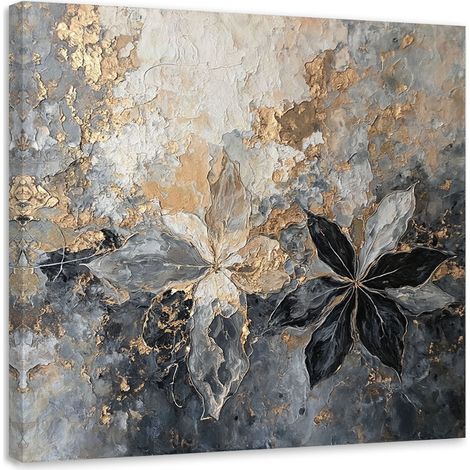 Tableau déco Feuilles abstraites texture or 60x60 (1/5)