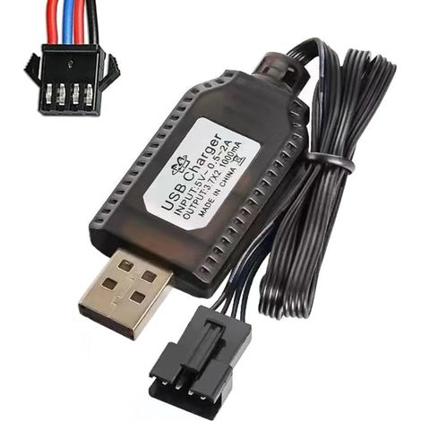 Câble de Charge 7,4 V pour Batteries Rechargeables SM-4P Broches, pour Jouets RC Télécommandés, Voitures, Trains, Drones, Camions, Bateaux, Avions, Quadricoptères (1/5)