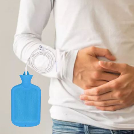 [Sac d’irrigation intestinale en silicone] + [kit complet] + [avec 7 accessoires] + [bleu] (1/5)