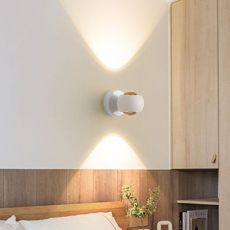 Lampe de chevet 10 W, applique murale rotative à 360 °, applique murale simple pour chambre à coucher, applique murale LED moderne, lumière tricolore, convient pour salle de bain/salon/chambre (blanc) (1/5)