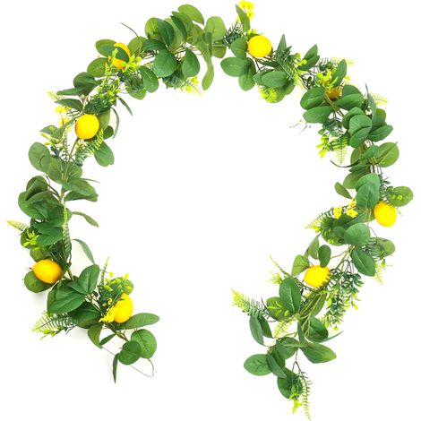 Guirlande de fruits printaniers de 1,80 m, citrons artificiels, guirlande jaune d'été pour décoration de porte d'entrée, mur, table. (1/5)