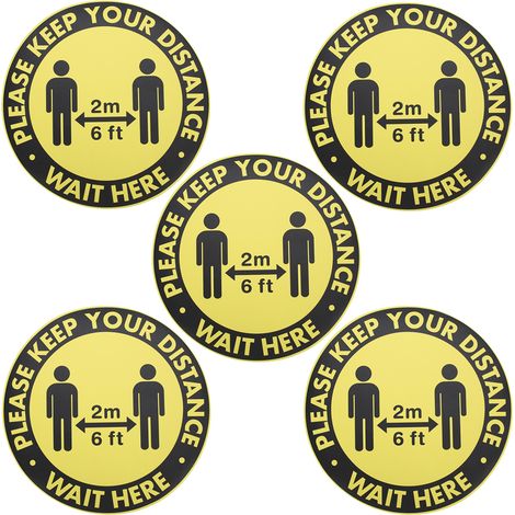 Lot de 5 autocollants de signalisation au sol pour distance de sécurité, décoration pour magasin et hôpital XG002 (1/5)