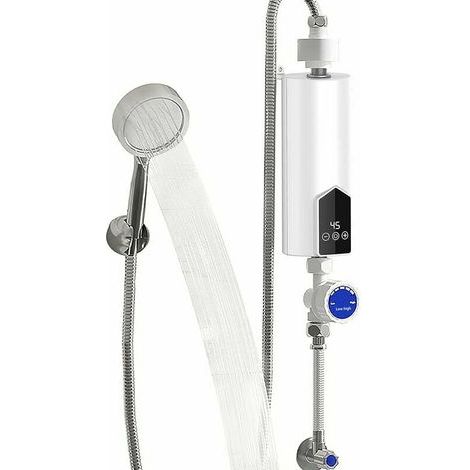 Mini-Durchlauferhitzer, elektrisch, 5500 W, IPX4 wasserdicht, mit LED-Anzeige und Duschkopf, thermostatischer Durchlauferhitzer für Badezimmer und Küche。