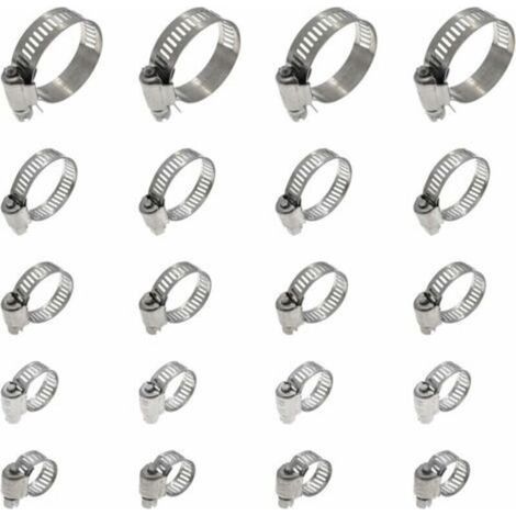 20 Stück Schlauchschellen, verstellbare Schlauchschellen 16-25 mm, Schlauchschellen aus Edelstahl 304, Metallschlauchschellen, für Schläuche, Gasschläuche, Wasserschläuche, Kabel, Wasserhähne usw.