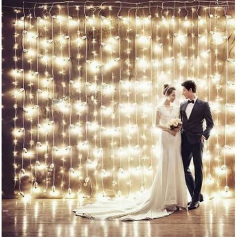 Guirlande lumineuse Rideau de lumière 300 LED Lumières mariage Christmas Festival rideau cordes Fée Led pour mariage fête Led blanc (1/4)