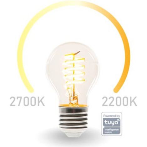 E27 LED WIFI, 6,5 Watt 555 Lumen, 2200-2700 Kelvin, Ø6cm, per App steuerbar (1/5)