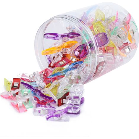 100 Pinces de Couture Plastique Multicolores, Petites Pinces de Reprise pour Patchwork et Accessoires de Sewing (1/5)