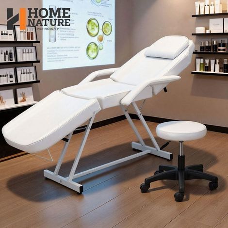 Table de massage 3 zones avec tabouret – Lit esthétique pour SPA, tatouage et salon de beauté – Blanc – 182 x 81 cm – Home Nature Wohnkonzept (1/5)