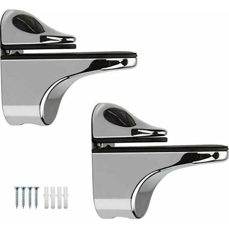Clip De Serrage À Bec De Canard - Réglable En Hauteur Par Vis - Fixation Murale Avec Chevilles - Surface Brillante Brossée - Moulage Monobloc - 2 Pièces