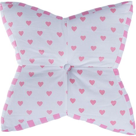 HOMESCAPES Pink Hearts Star Floor Cushion