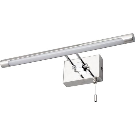 Litecraft Picture Wall Light Bathroom IP44 LED Fitting With Pull Cord - Polished Chrome (1/5)