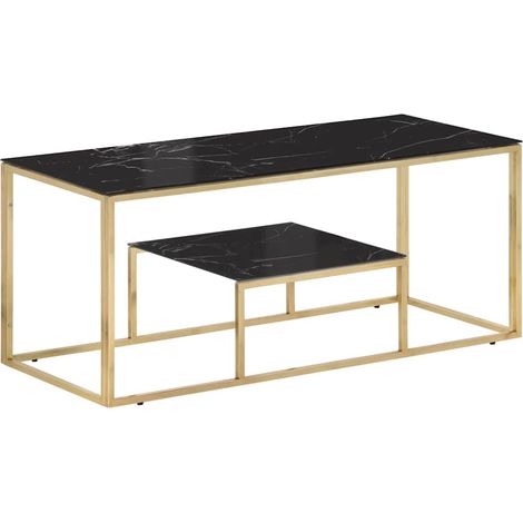 vidaXL Table basse doré acier inoxydable et verre trempé (1/5)