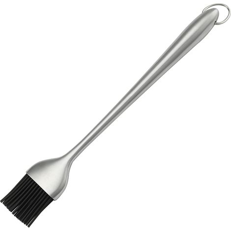 1 Pinceau barbecue,poils silicone,manche acier inoxydable,lavable lave-vaisselle,cuisson grillade,extérieur (1/5)