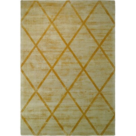 Tapis Géométrique à Poils Courts "Luxury II" Jaune 80 x 150 cm (1/4)