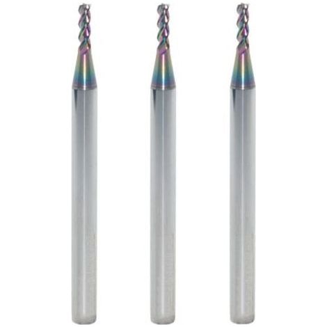 BARKBUSTERS Fraise carrée en carbure de tungstène de 2 mm pour applications aluminium et cuivre, 3 dents, longueur 50 mm, queue de 4 mm, revêtement DLC, fraises CNC (3 pièces) (1/5)