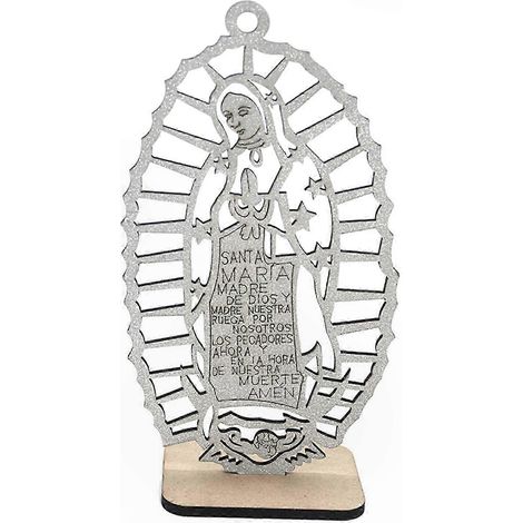 Ornement suspendu Guadalupe multifonction chrétien cadeau maison découpe bois Vierge Marie figurine souvenir déco mural teinte naturelle (1/4)