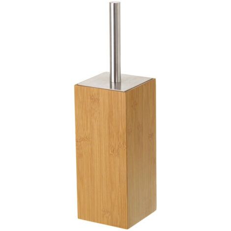 Brosse WC en Bambou, Inox et Brosse Noire Carré (1/4)