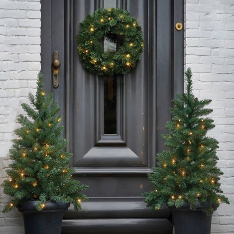 Black Box Trees Ensemble sapins de Noël artificiels et couronne Vert H90xl45xL45cm (1/3)